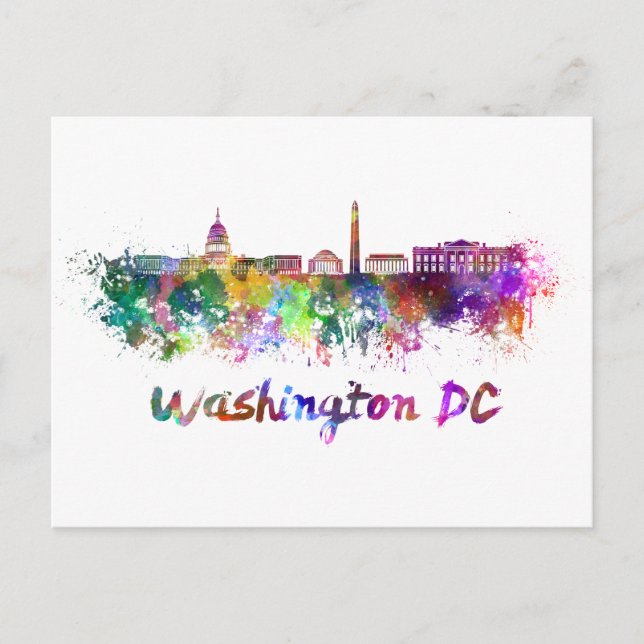 Carte Postale Washington DC skyline in watercolor (Devant)