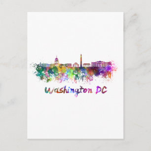 Carte Postale Washington DC skyline in watercolor