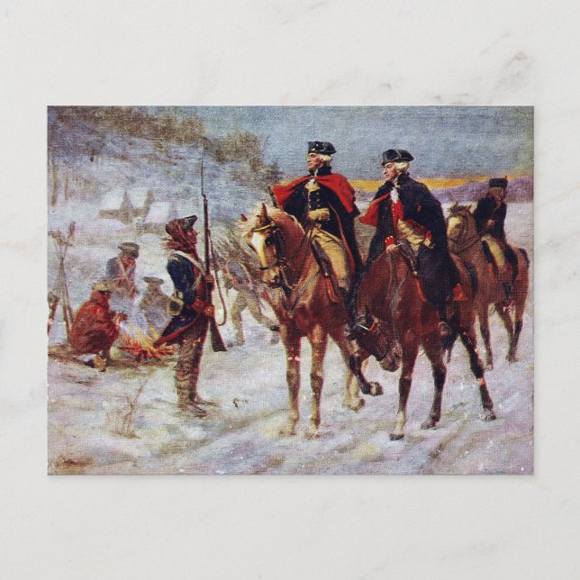 Carte Postale Washington et Lafayette à Valley Forge ~ (Devant)