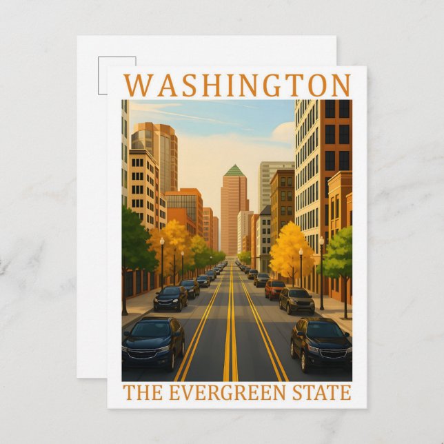 Carte Postale Washington l'Etat À feuillage persistant USA Trave (Devant / Derrière)