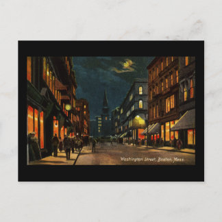 Carte Postale Washington St Boston MA la nuit