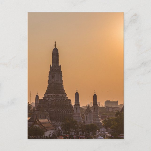 Carte Postale Wat Arun Temple bangkok Thaïlande au coucher du so (Devant)