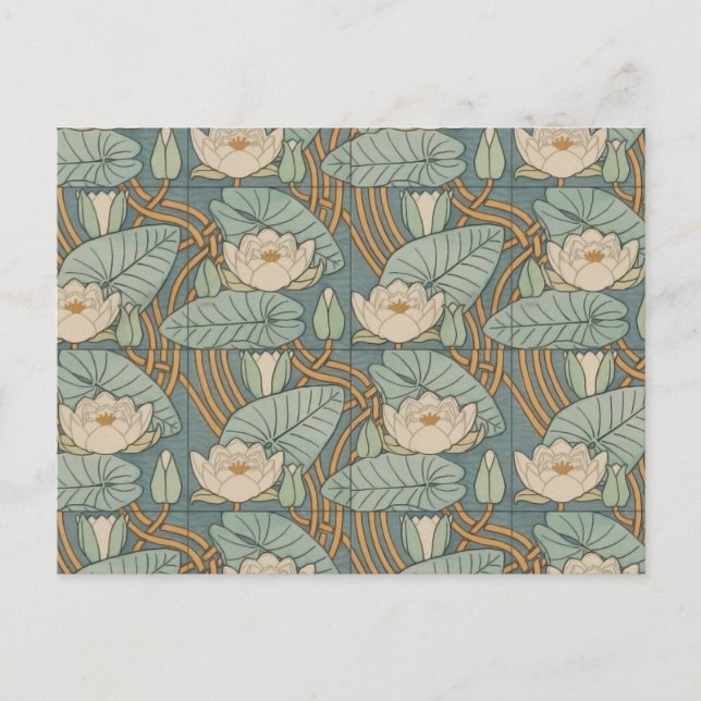 Carte Postale Water Lys Lily Art Nouveau Nature (Devant)