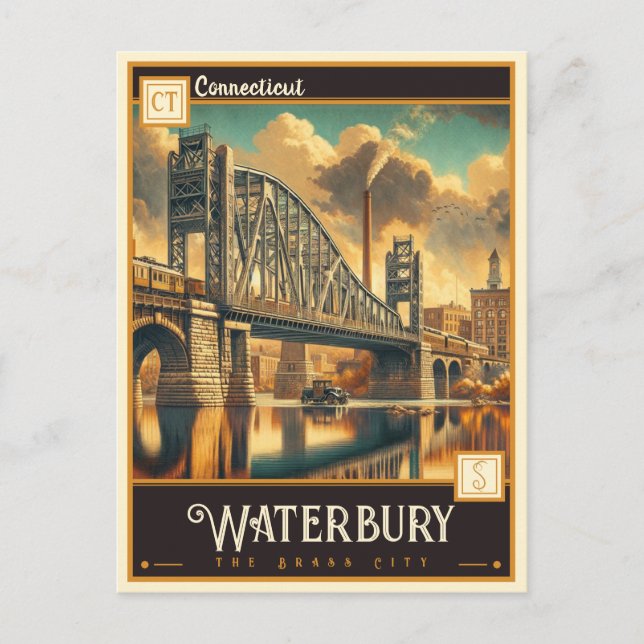 Carte Postale Waterbury, Connecticut | VINTAGE (Devant)