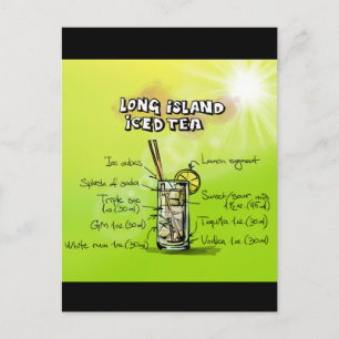 Carte Postale Watercolor Bar Cocktail Recette