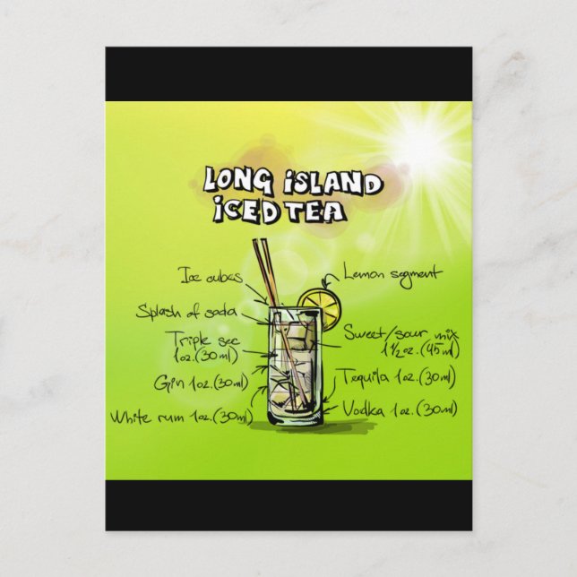 Carte Postale Watercolor Bar Cocktail Recette (Devant)