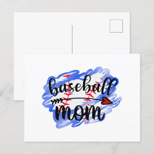 Carte Postale Watercolor Baseball Ball Baseball Maman