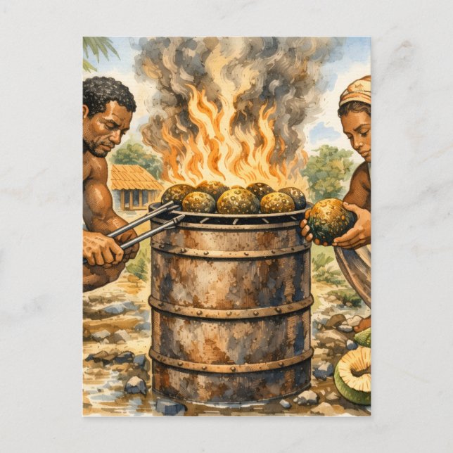 Carte Postale Watercolor Caribbean Breadfruit Scene (Devant)