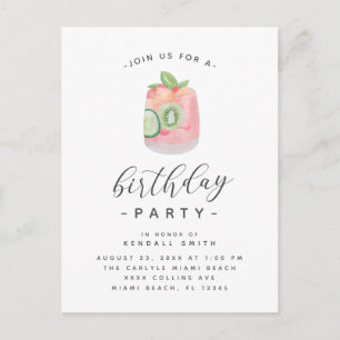 Carte Postale Watercolor Cocktail Minimaliste fête d'anniversair