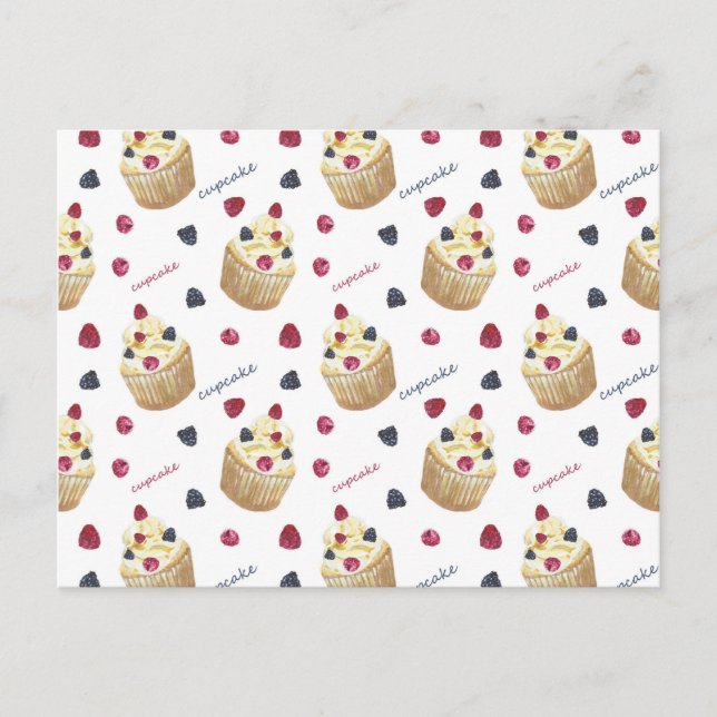 Carte Postale Watercolor cupcakes (Devant)