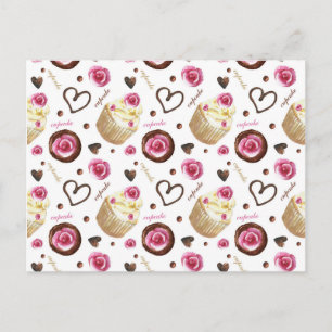 Carte Postale Watercolor cupcakes