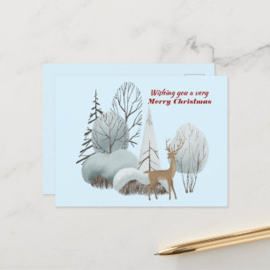 Carte Postale Watercolor Deer Vous Souhaite Un Très Joyeux Noël