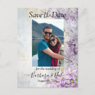 Carte Postale Watercolor Floral Lavender Enregistrer la photo de