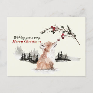 Carte Postale Watercolor Fox Vous Souhaite Un Très Joyeux Noël