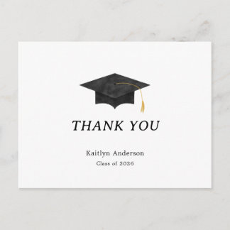Carte Postale Watercolor Graduation Cap Thank You Postcard