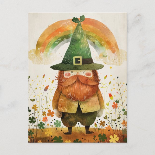 Carte Postale Watercolor Leprechaun Whimsical St. Patrick's Day (Devant)