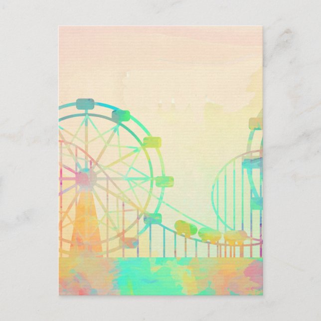 Carte Postale Watercolor Painting Ferris Wheel (Devant)