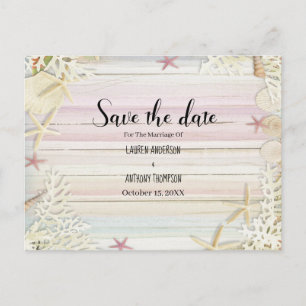 Carte Postale Watercolor Rustic Beach Wedding Enregistrer La Dat
