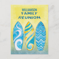 Watercolor Surboard Famille Réunion Plage Pique-ni