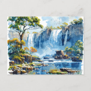 Carte Postale Watercolor Watercolor Victoria Falls Nature