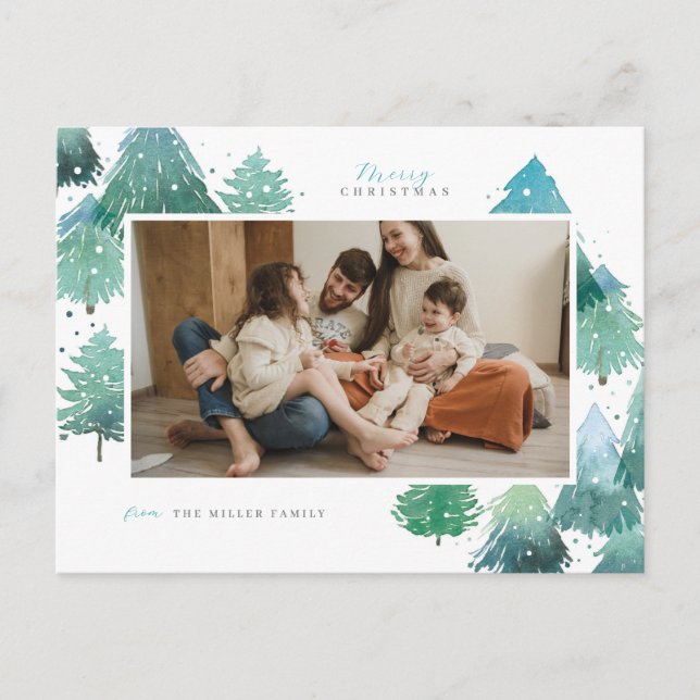 Carte postale Watercolor Winter Forest Holiday (Devant)