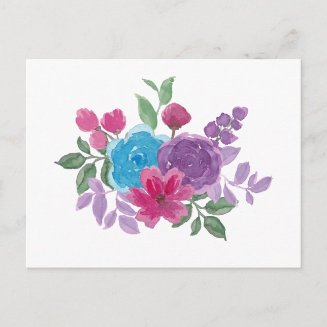 Carte Postale watercolorful flowers (Devant)