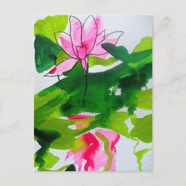 Carte Postale Waterlily abstract watercolour flower art (Devant)