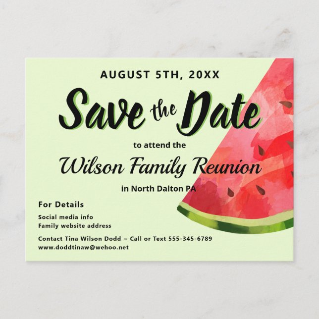 Carte Postale Watermelon Reunion BBQ Party Save the Date (Devant)