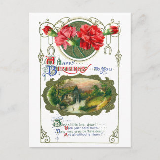 Carte Postale Waterwheel et Red Carnations Vintage Anniversaire
