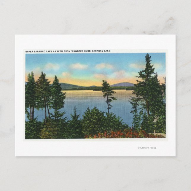 Carte Postale Wawbeek Club Vue sur le lac Upper Saranac (Devant)