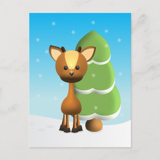 Carte Postale Wayne Deer dans la neige (Devant)