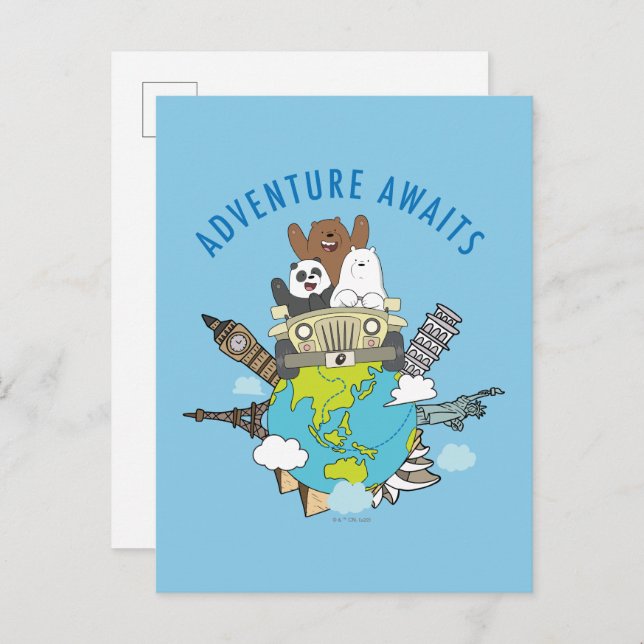 Carte Postale We Bare Bears - Adventure Await (Devant / Derrière)