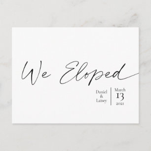 Carte Postale We Eloped Text Elegant Script Minimal Announcement