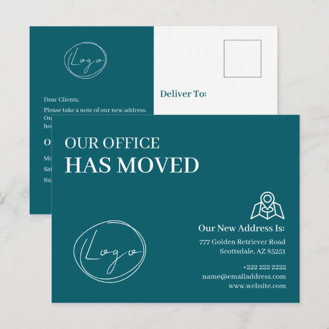 Carte Postale We Have Moved Office Business Address Change (Devant / Derrière)