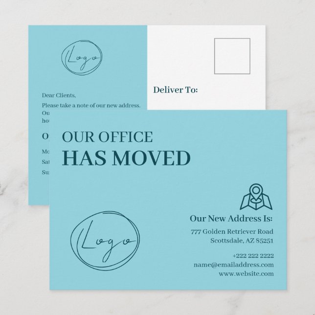 Carte Postale We Have Moved Office Business Address Change (Devant / Derrière)