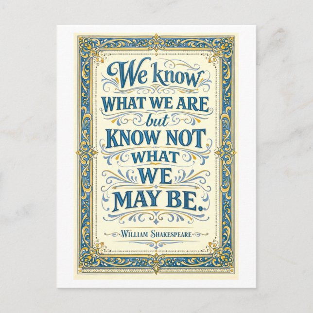 Carte Postale "We Know What We Are" Shakespeare (Devant)