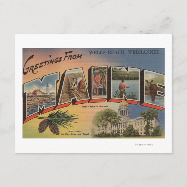 Carte Postale Webhannet, Maine (Wells Beach) (Devant)