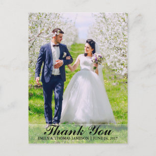 Carte Postale Wedding Thank You Bride & Groom Photo Postcard B L