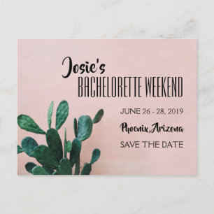 Carte Postale Week-end de Bachelorette Cactus Rose