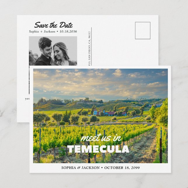 Carte Postale Week-end de mariage à la winery de Temecula, garde (Devant / Derrière)