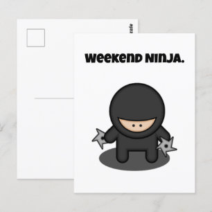 Carte Postale Weekend Ninja Drôle mignon Japon Dessin