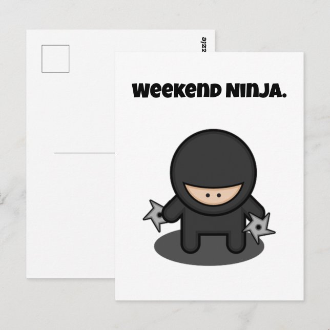 Carte Postale Weekend Ninja Drôle mignon Japon Dessin (Devant / Derrière)