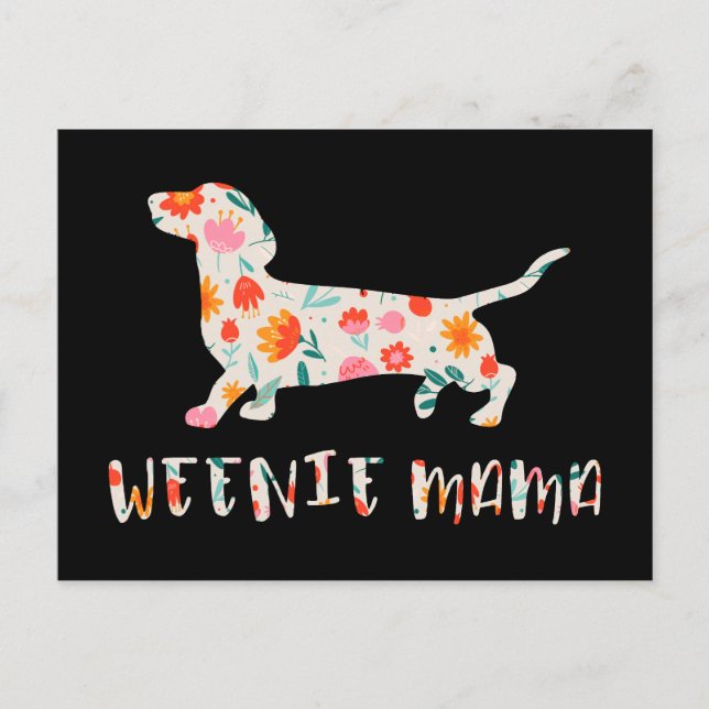 Carte Postale Weenie Mama Dachshund floral (Devant)