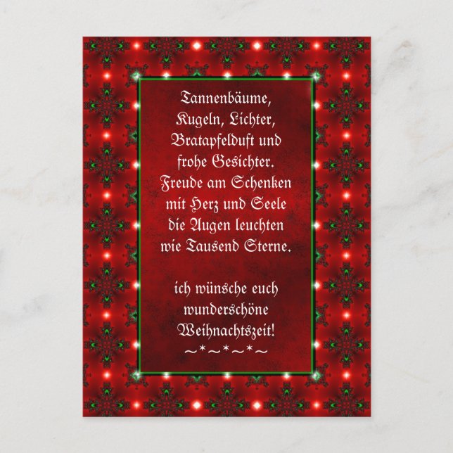 Carte Postale Weihnachtsgedicht Deutsch, Ajouter Votre Texte (Devant)