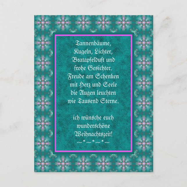 Carte Postale Weihnachtsgedicht Deutsch, Ajouter Votre Texte (Devant)
