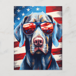 Carte Postale Weimaraner 4 juillet fête de l'indépendance