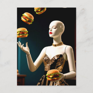 Carte Postale Weird Mannequin with Cheeseburgers