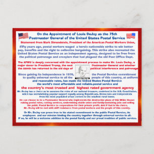 Carte Postale Welcome Louis DeJoy to the USPS.
