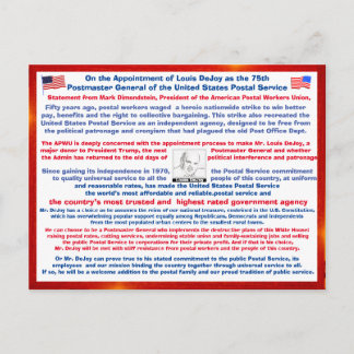 Carte Postale Welcome Louis DeJoy to the USPS.