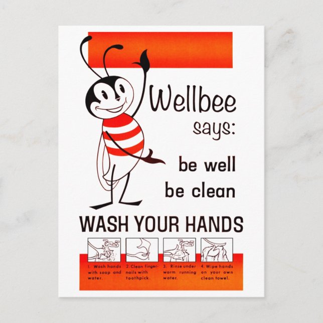 Carte Postale Wellbee CDC LAVER VOS MAINS Annonce (Devant)